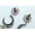925 sterling silver jhumki earrings with Ruby Beads and Onyx stones 3 inch